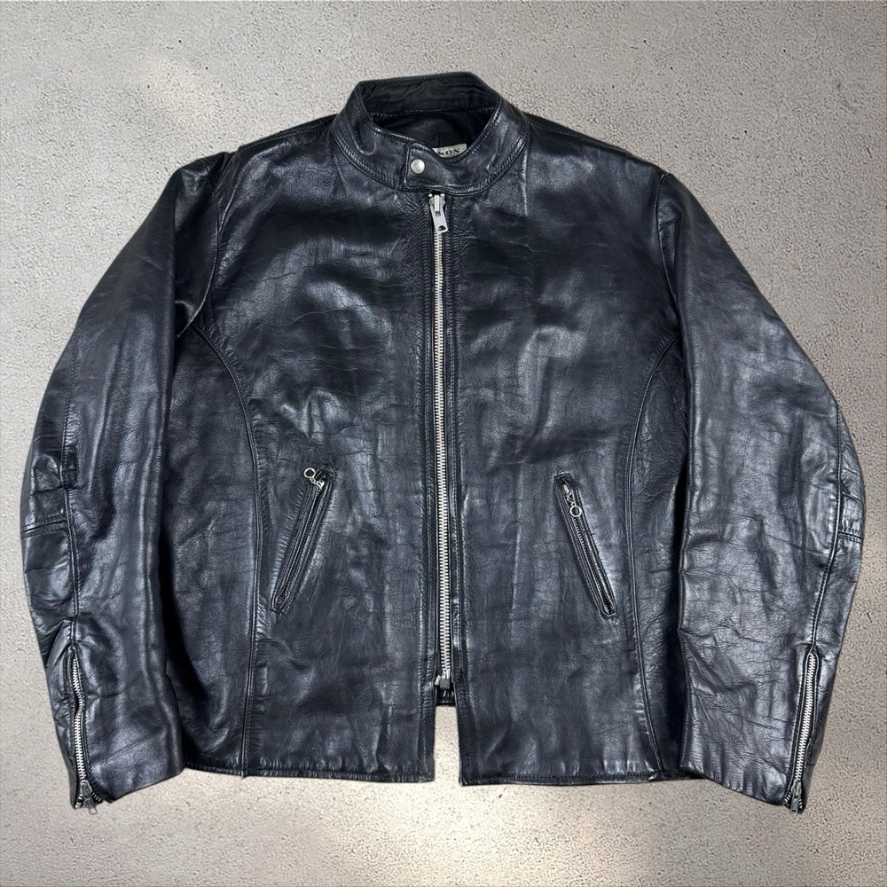 Vintage 70s Vanson Leather Motorcycle Jacket Fits Men's XL/2XL Boston Cafe Racer